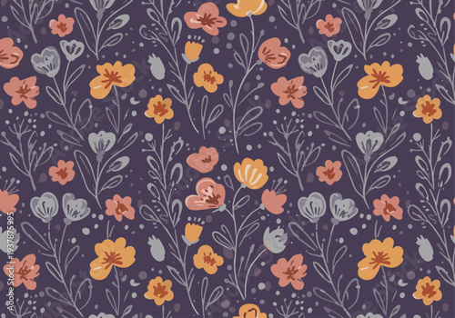 Subtle botanical design with delicate detailing and soft color blending