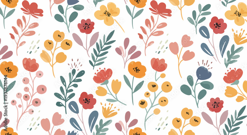 Fototapeta premium Bright and uplifting flower design featuring a mix of warm oranges, cool blues, and soft pink hues