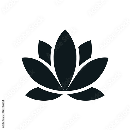 Minimalist Black Lotus Flower Icon  
