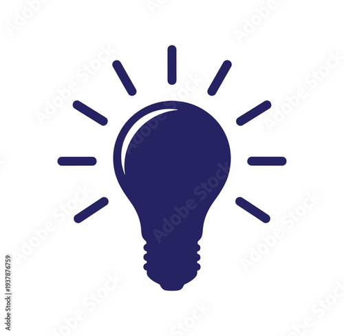 Light bulb with rays isolated on transparent background
