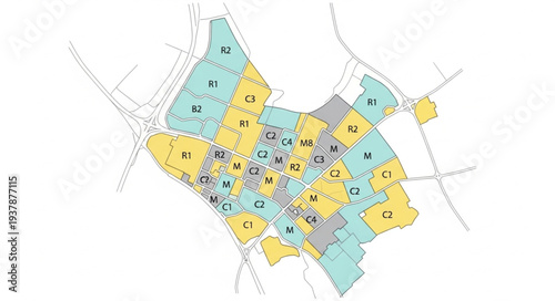 Colorful District Map with Numbers.