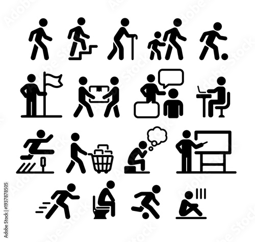 Human activity pictogram icon set people action silhouette vector illustration