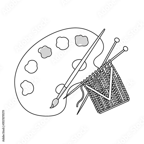 Artistic tools and hobby supplies a palette yarn and knitting needles for creative pursuits