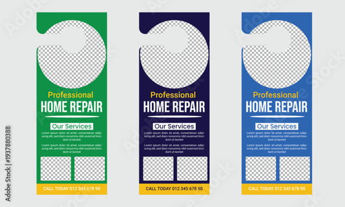 home repair service door hanger template design