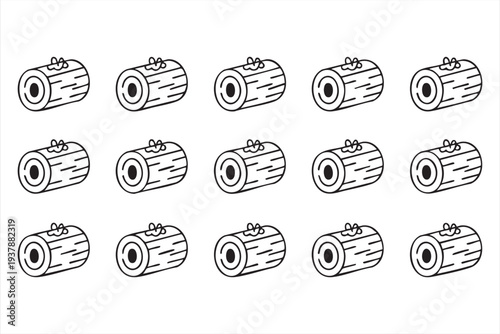 Wood Log Forestry Material Line Icons For Construction And Natural Resources