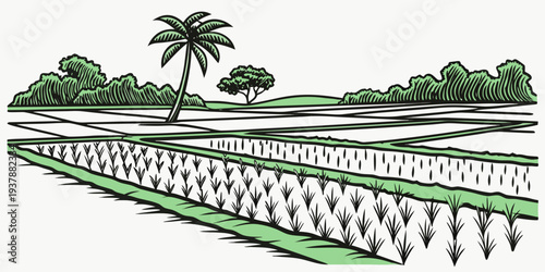 A group of people are standing on a green field Vector