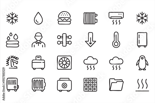 Agriculture And Farming Symbols In Minimal Outline Style With Wheat And Tractor