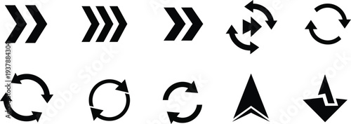 Arrow direction pointer circle sync icon set