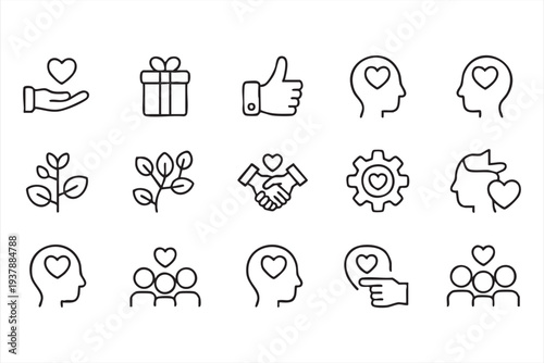 Compassion And Human Connection Outline Icons For Social Awareness