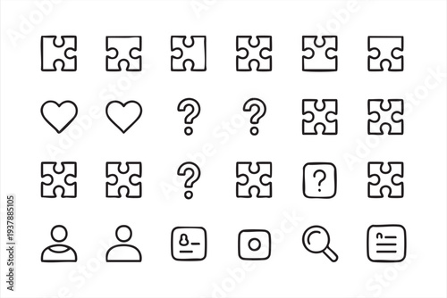 Minimal Brainstorming And Logic Symbol Collection With Puzzle Icons
