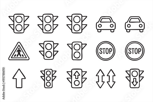 Burger Restaurant Menu Icon Set with Fast Food and Cheeseburger Symbols