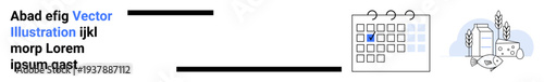 Event planning, agriculture schedule, food production, business management, timetable organization, farm events. Calendar with marked day alongside food and agriculture elements. Event planning