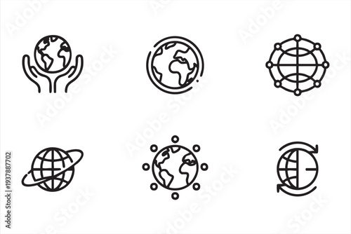 Globalization and Worldwide Internet Connection Line Icon Pack