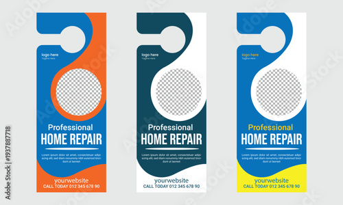 home repair service door hanger template design