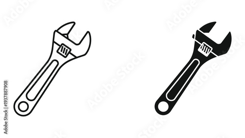 Adjustable Wrench Tool Icon Vector Graphic