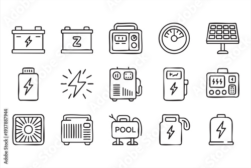 Power Infrastructure and Energy Technology Minimal Line Icons