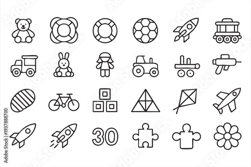 Playground and Children Activity Vector Icons for Education and Toys