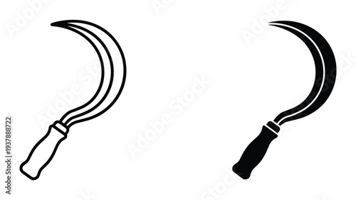 Sickle Tool Agricultural Icon Harvest Symbol Vector