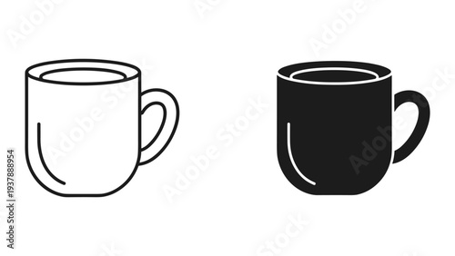 Mug Icon Vector Contrast Outline Fill