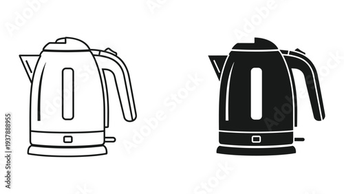 Electric Kettle Icon Set Kitchen Appliance Vector