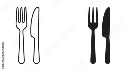 Fork Knife Icons Food Service Dining Concept