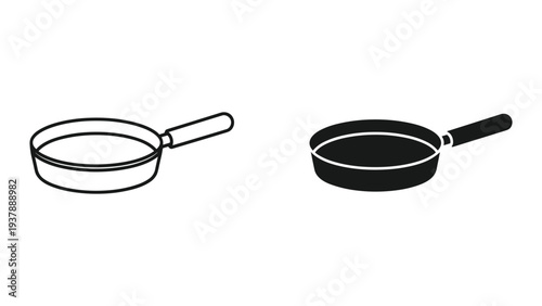 Frying Pan Cooking Tool Vector Silhouette Contrast