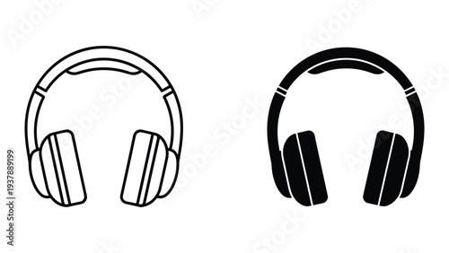 Headphones Icon Outline Silhouette Audio Equipment