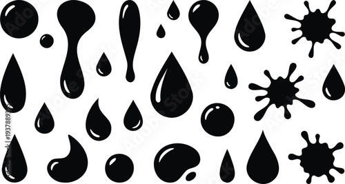 Water droplets and virus particles splash effect flat design vector illustration
