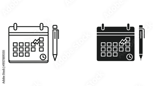 Calendar Planning Pen Business Strategy Event Scheduling Icon