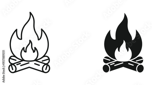 Campfire Icon Vector Flat Design Outdoor Activity