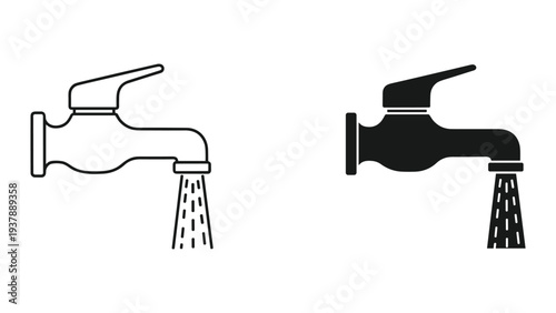 Tap Water Flow Icon Symbol Commercial