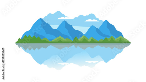 A serene mountain landscape with a lake Vector