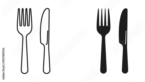 Fork Knife Icons Meal Service Dining Symbol