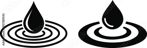 Water droplet splash waves ripple effect vector illustration flat design