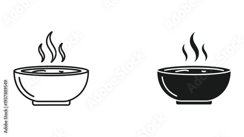 Hot Soup Bowl Icon Vector Food Culinary Symbol