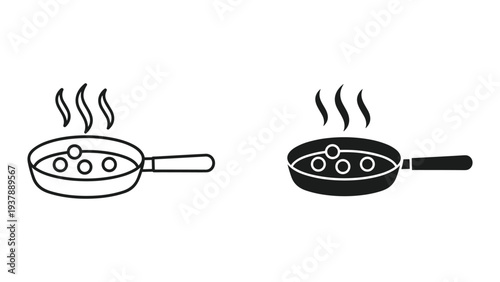 Frying Pan Cooking Food Heat Steam Kitchenware Icon