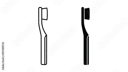Toothbrush Outline Fill Contrast Dental Hygiene
