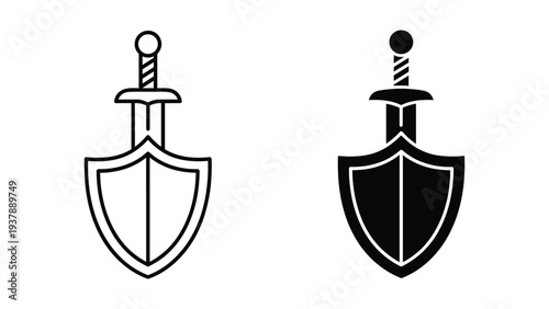 Sword Shield Icon Military Defense Protection