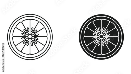 Orange Slice Icon Set Fresh Citrus Slices