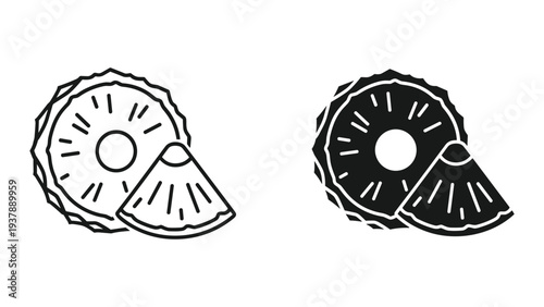 Pineapple Slice Icon Tropical Fruit Graphic Design