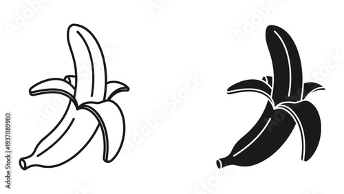 Banana Outline Silhouette Food Graphic