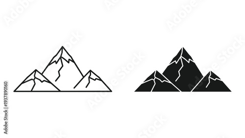 Mountain Peaks Landscape Vector Icons Summit Adventure