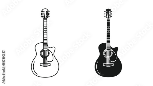 Acoustic Guitar Icon Silhouette Vector Music Graphic