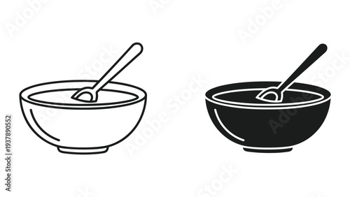 Bowl Spoon Simple Icon Food Serving