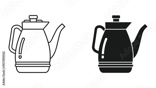 Kettle Icon Line Art Silhouette Beverage Container Commercial Use