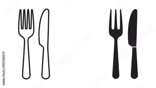Fork Knife Restaurant Service Flat Icons