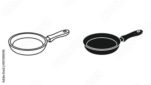 Frying Pan Kitchenware Cooking Tool Graphic Icon Set