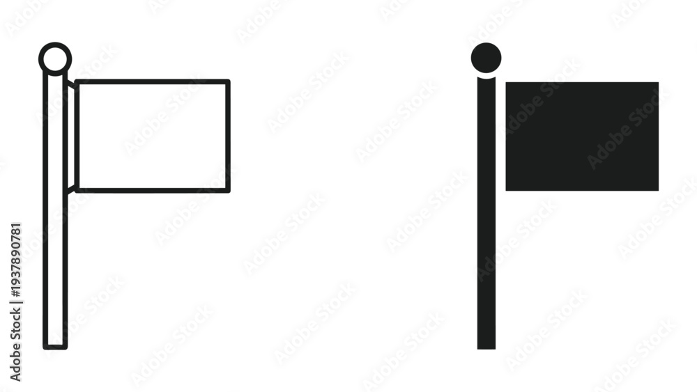 Obraz premium Flag Banner Icon Set Minimalist Symbol