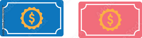 Colorful banknote icons with dollar sign symbol on transparent background for finance concept