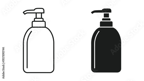 Dispenser Bottle Line Solid Icon Set